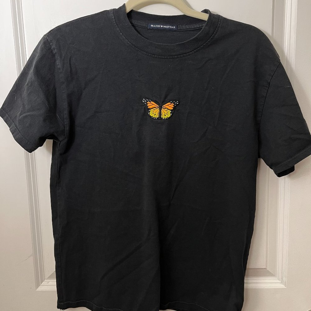 Brandy Melville Embroidered Butterfly Short Sleeve